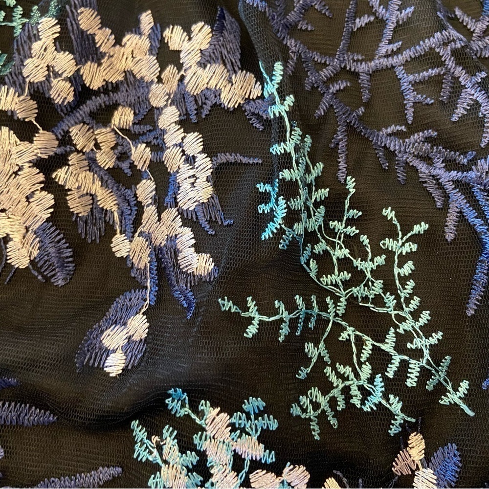 Lulus Radiant Love Black Floral Embroidered Short Sleeve Skater Dress Size S - Picture 9 of 10